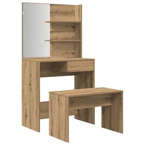 vidaXL Juego de tocador de madera de ingenier&iacute;a de roble artesanal
