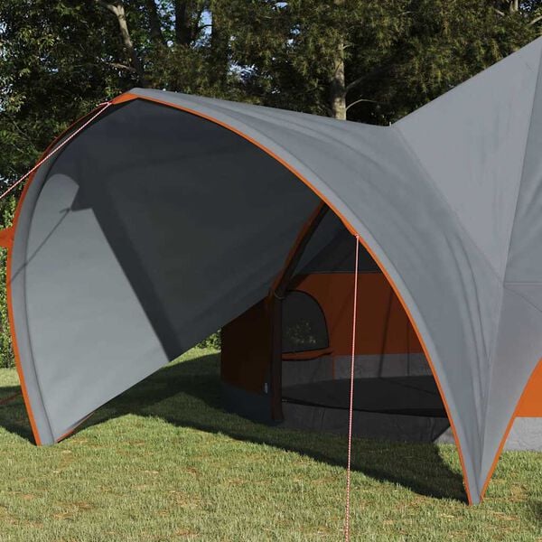 vidaXL Tienda de campa&ntilde;a tipo teepee para 9 personas Gris y naranja