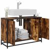 vidaXL Armario lavabo ba&ntilde;o madera ingenier&iacute;a roble ahumado 90x33x60 cm