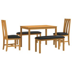 vidaXL Conjunto de comedor 5 uds. Negro Madera de Roble S&oacute;lido