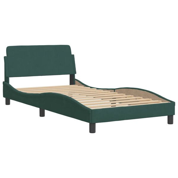 vidaXL Cama con colch&oacute;n terciopelo verde oscuro 100x200 cm