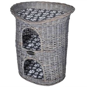 vidaXL Casa/cama/rascador para mascotas 2 niveles sauce con coj&iacute;n