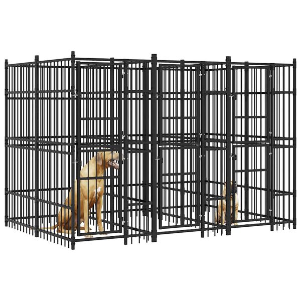 vidaXL Perrera de exterior de acero 7,37 m&sup2;