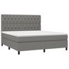 vidaXL Cama box spring colch&oacute;n y luces LED tela gris oscuro 160x200 cm