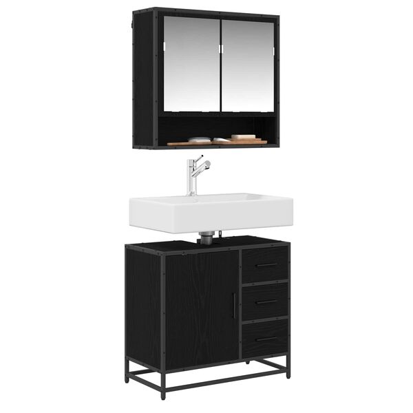 vidaXL Mueble de Cuarto de Ba&ntilde;o con caj&oacute;n Roble Negro 65 x 33 x 60 cm