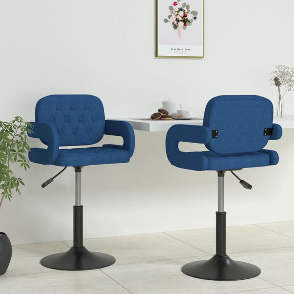 vidaXL Sillas de comedor giratorias 2 unidades tela azul