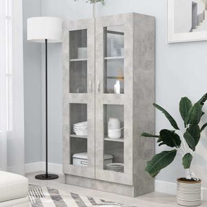 vidaXL Vitrina de madera contrachapada gris hormig&oacute;n 82,5x30,5x150cm