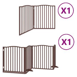 vidaXL Puerta de perros plegable 6 paneles madera &aacute;lamo marr&oacute;n 480 cm