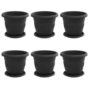 vidaXL Macetas 6 uds. Negro &Oslash; 22 x 18 cm Pl&aacute;stico