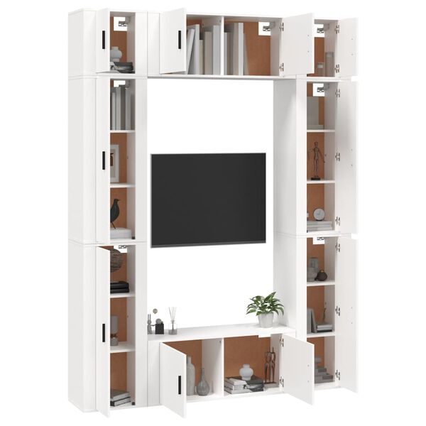 vidaXL Set de muebles para TV 8 piezas madera contrachapada blanco