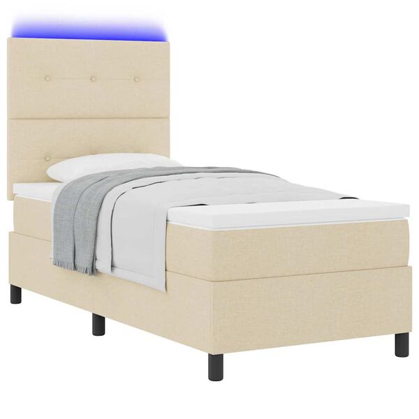 vidaXL Cama tipo Box Spring con colch&oacute;n Crema 100 x 200 cm tela