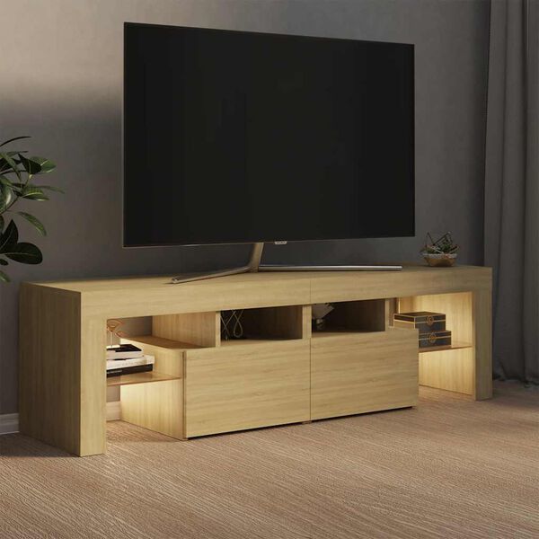 vidaXL Mueble de TV con luces LED color roble Sonoma 140x36,5x40 cm