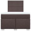vidaXL Cama box spring con colch&oacute;n tela marr&oacute;n oscuro 120x190 cm