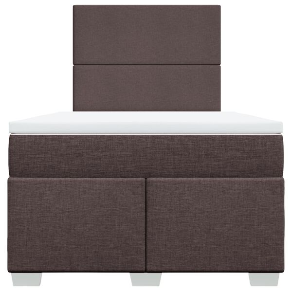 vidaXL Cama box spring con colch&oacute;n tela marr&oacute;n oscuro 120x190 cm
