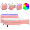 vidaXL Cama box spring colch&oacute;n y LED terciopelo rosa 200x200 cm