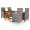 vidaXL Juego de comedor para jard&iacute;n de 5 piezas gris