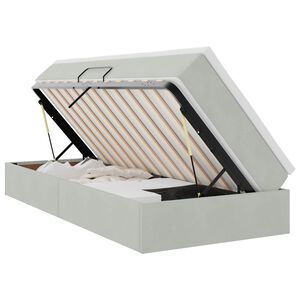 vidaXL Cama con almacenamiento y colch&oacute;n Gris Claro 90 x 190 cm