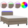 vidaXL Cama box spring con colch&oacute;n LED tela gris taupe 120x200 cm