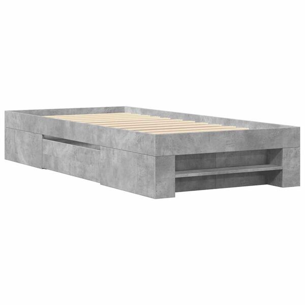 vidaXL Estructura de cama madera de ingenier&iacute;a gris hormig&oacute;n 100x200cm