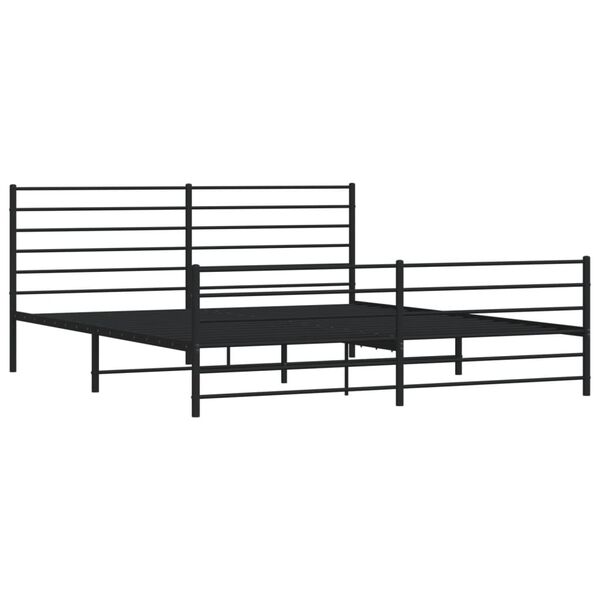 vidaXL Estructura cama sin colch&oacute;n con estribo metal negro 200x200 cm