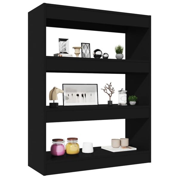 vidaXL Estanter&iacute;a/divisor madera contrachapada negro 80x30x103 cm