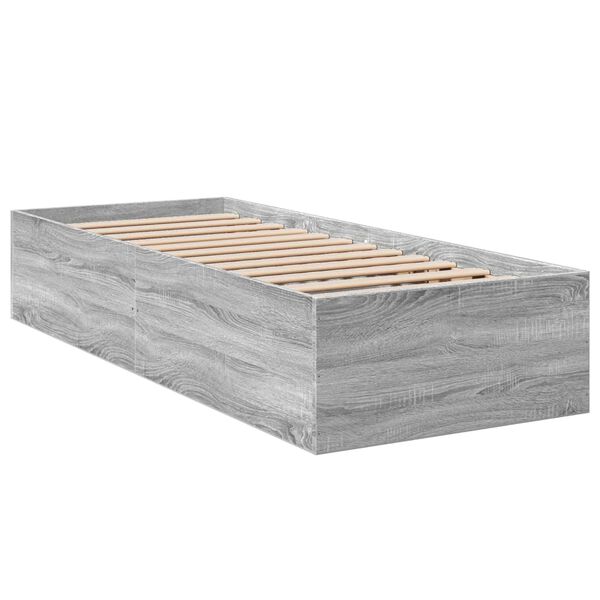vidaXL Estructura de cama madera de ingenier&iacute;a gris Sonoma 75x190 cm