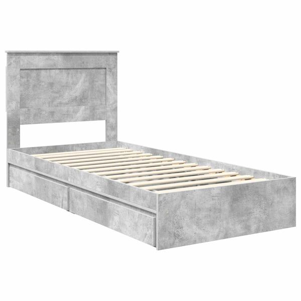 vidaXL Cama con almacenamiento con cabecera Gris Concreto 90 x 200 cm