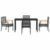 vidaXL Conjunto de Comedor de Jard&iacute;n 5 pcs Negro rat&aacute;n sint&eacute;tico