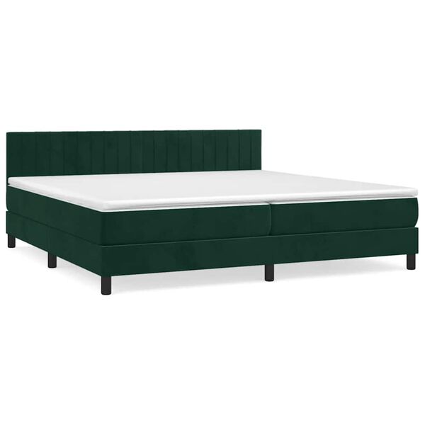 vidaXL Cama box spring con colch&oacute;n terciopelo verde oscuro 200x200 cm
