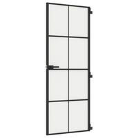 vidaXL Puerta interior delgada negra vidrio y aluminio 76x201,5 cm