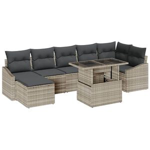 vidaXL Conjunto de sof&aacute; de jard&iacute;n 8 uds. Gris Claro rat&aacute;n sint&eacute;tico