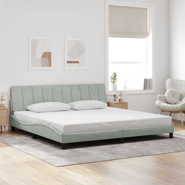 vidaXL Estructura de cama sin colch&oacute;n Hanko terciopelo gris claro 200x200 cm