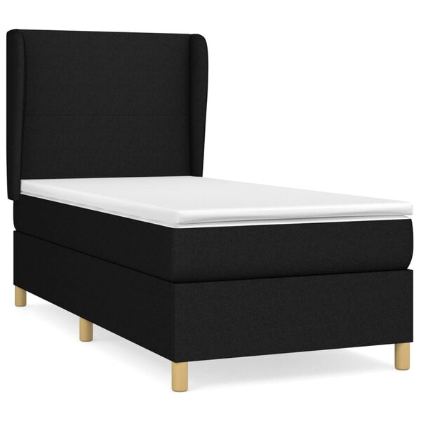 vidaXL Cama box spring con colch&oacute;n tela negro 90x200 cm