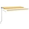 vidaXL Toldo automático LED sensor de viento amarillo blanco 450x300cm