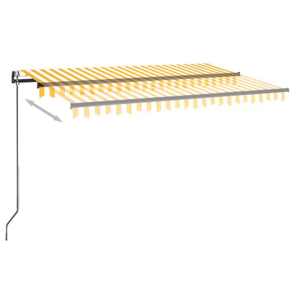 vidaXL Toldo automático LED sensor de viento amarillo blanco 450x300cm