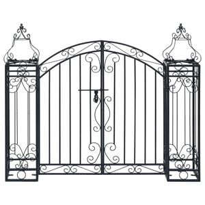 vidaXL Puerta de jard&iacute;n decorativa de hierro forjado 122x20,5x100 cm