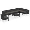 vidaXL Set de muebles de jard&iacute;n 9 pzas y cojines rat&aacute;n sint&eacute;tico negro