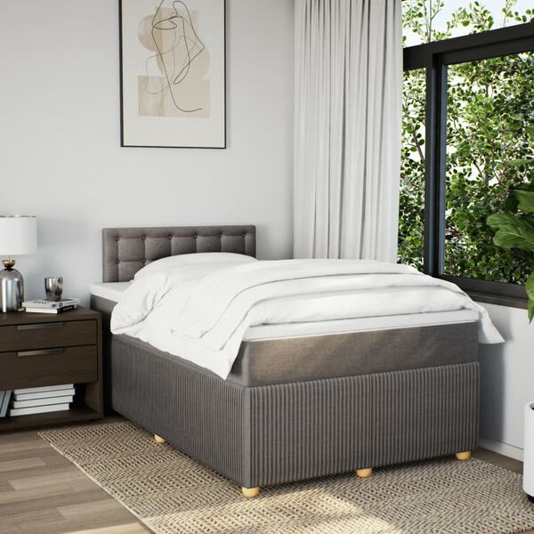 vidaXL Cama box spring con colch&oacute;n tela gris taupe 120x190 cm