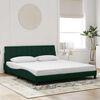 vidaXL Estructura de cama con LED sin colch&oacute;n Hanko terciopelo verde oscuro 180x200cm