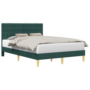 vidaXL Estructura de cama con cabecera Verde oscuro 140 x 200 cm Tela