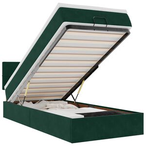vidaXL Estructura de cama otomana con colch&oacute;n terciopelo verde oscuro