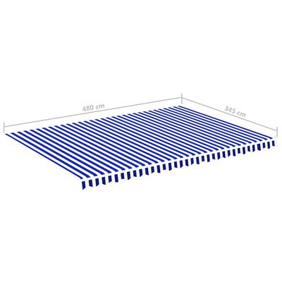 vidaXL Tela de repuesto para toldo azul y blanco 5x3,5 m