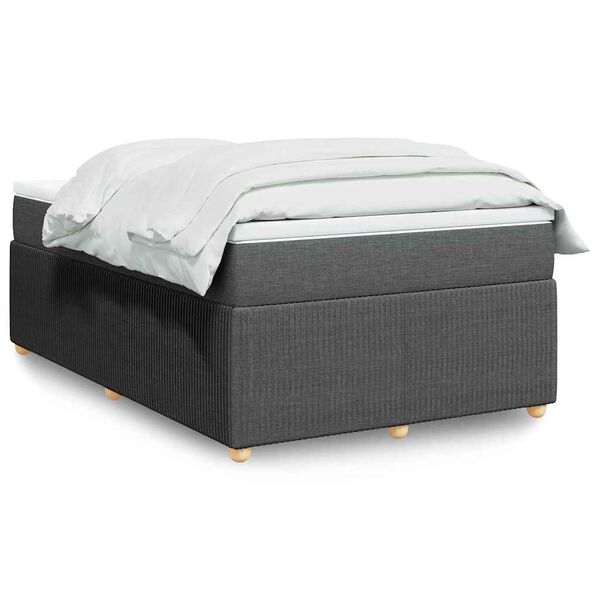 vidaXL Cama box spring con colch&oacute;n tela gris oscuro 120x190 cm