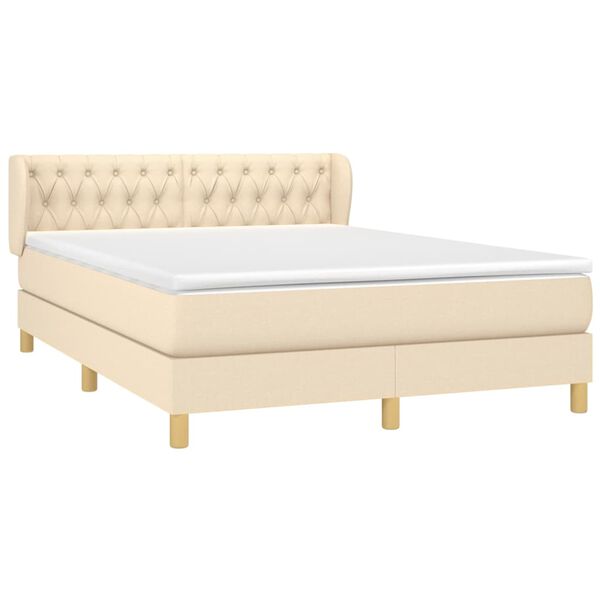 vidaXL Cama box spring con colch&oacute;n tela color crema 140x200 cm