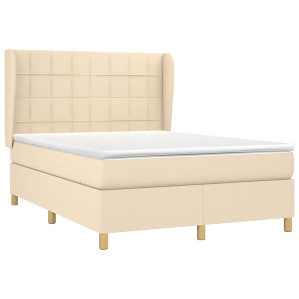 vidaXL Cama box spring con colch&oacute;n tela color crema 140x190 cm