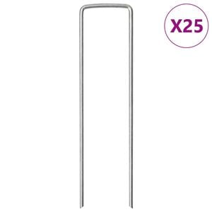 vidaXL Clavijas de tierra forma U 25 uds acero galvanizado 15x3,5 cm