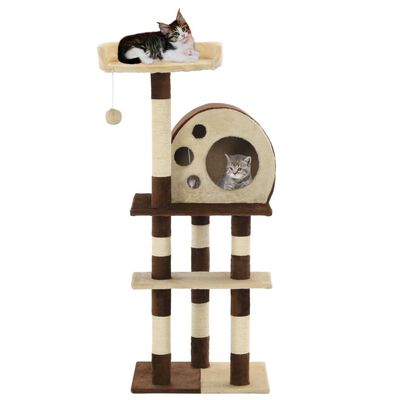 vidaXL Rascador para gatos con postes de sisal 127 cm beige y marrón