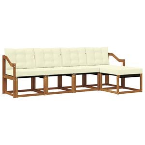 vidaXL Conjunto de sof&aacute;s de exterior con coj&iacute;n 5 pcs Natural y Crema