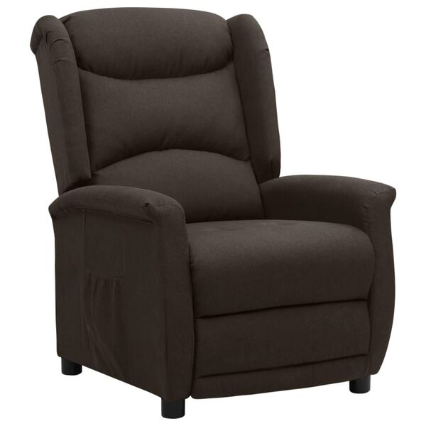vidaXL Sill&oacute;n reclinable de tela marr&oacute;n oscuro