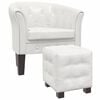 vidaXL Sill&oacute;n con taburete cuero sint&eacute;tico blanco